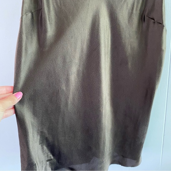 Alan Bilzerian 100% Silk Brown Chocolate Chemise Style Cami Top Spaghetti Straps - Picture 10 of 14